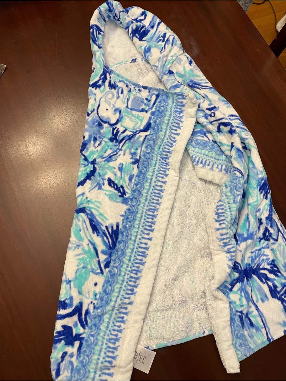 Lilly Pulitzer White and Blue Kids Hooded Towel
